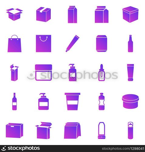 Packaging gradient icons on white background, stock vector