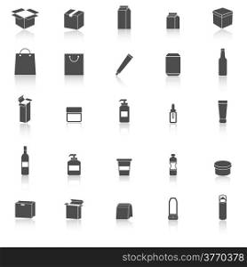 Packaging icons with reflect on white background, stock vector