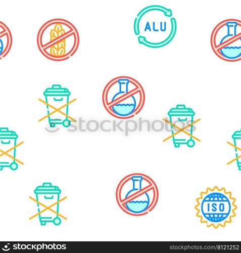 Packaging Industrial Marking Vector Seamless Pattern Color Line Illustration. Packaging Industrial Marking Icons Set Vector