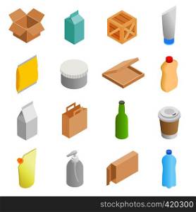 Packaging isometric 3d icons set isolated on white background. Packaging isometric 3d icons set