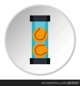 Packaging of tennis balls icon in flat circle isolated vector illustration for web. Packaging of tennis balls icon circle