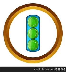 Packaging of tennis balls vector icon in golden circle, cartoon style isolated on white background. Packaging of tennis balls vector icon