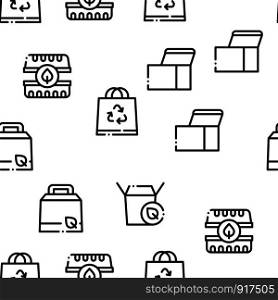 Packaging Seamless Pattern Vector Linear Pictograms. Black Contour Illustrations. Packaging Seamless Pattern Vector