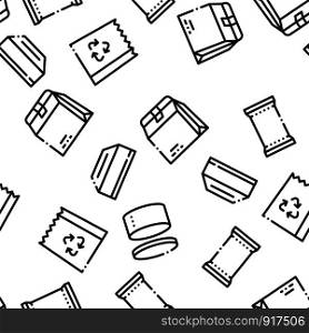 Packaging Seamless Pattern Vector Linear Pictograms. Black Contour Illustrations. Packaging Seamless Pattern Vector