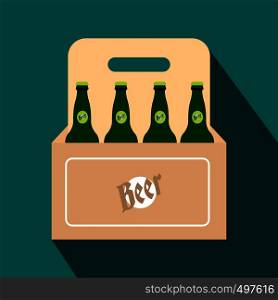Packaging with beer flat icon on a blue background. Packaging with beer flat icon
