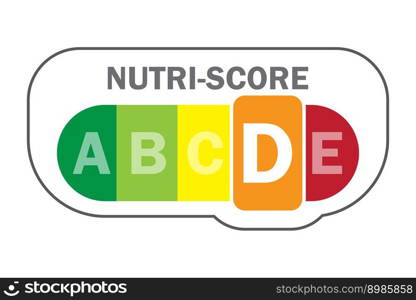 Packaging with nutri score. Letter D. Vector illustration. EPS 10.. Packaging with nutri score. Letter D. Vector illustration.