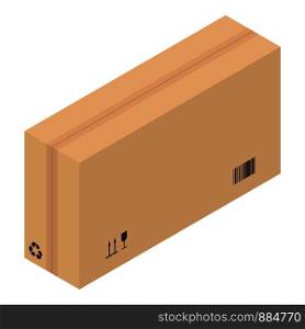 Packed carton box icon. Isometric of packed carton box vector icon for web design isolated on white background. Packed carton box icon, isometric style