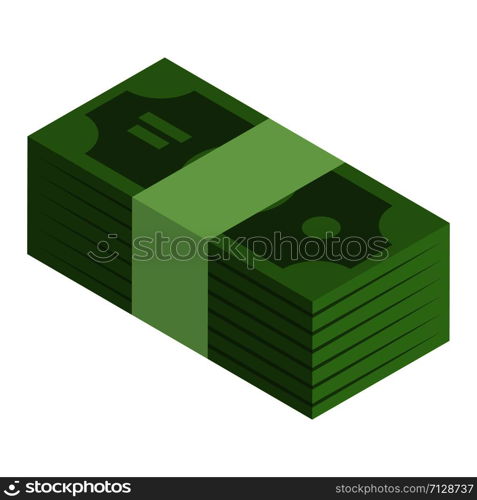 Packed dollars icon. Isometric of packed dollars vector icon for web design isolated on white background. Packed dollars icon, isometric style