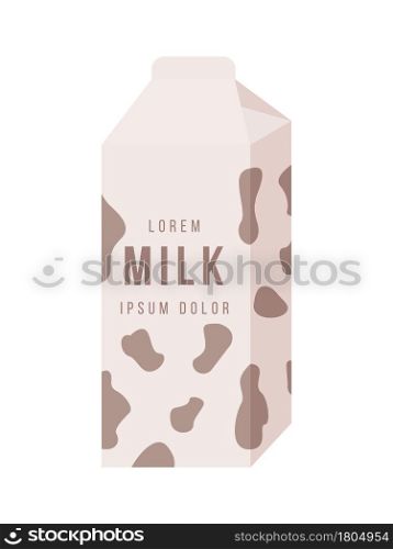Packet milk semi flat color vector object. Dairy product. Full sized item on white. Buying fresh milk at supermarket isolated modern cartoon style illustration for graphic design and animation. Packet milk semi flat color vector object