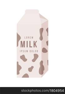 Packet milk semi flat color vector object. Dairy product. Full sized item on white. Buying fresh milk at supermarket isolated modern cartoon style illustration for graphic design and animation. Packet milk semi flat color vector object