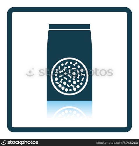 Packet of dog food icon. Shadow reflection design. Vector illustration.
