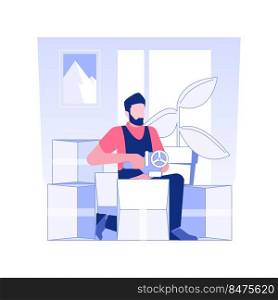 Packing belongings isolated concept vector illustration. Full service mover provides packaging, real estate business, preparation for movement, belongings transportation vector concept.. Packing belongings isolated concept vector illustration.