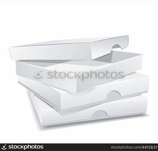 packing boxes with pizza vector illustration isolated on grey background. packing boxes for pizza