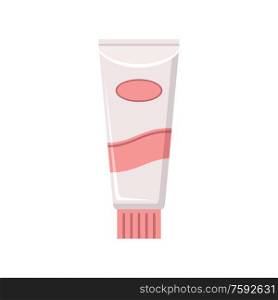 Packing cream in a tube on a white background. Vector flat illustration.