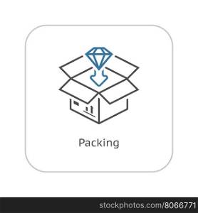 Packing Icon. Flat Design.. Packing Icon. Flat Design Isolated Illustration. App Symbol or UI element. Product packaging in a box.