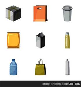 Packing icons set. Cartoon illustration of 9 packing vector icons for web. Packing icons set, cartoon style