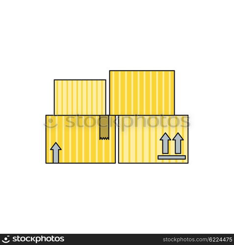 Packing product icon design style. Boxes icon logo, box delivery, package service, transportation parcel, deliver container, receive pack, send and logistic isolated vector illustration