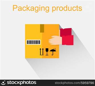 Packing product icon design style. Packing boxes, box delivery, package service, transportation parcel, deliver container, receive pack, send and logistic illustration