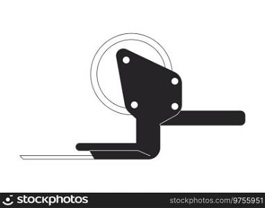 Packing tape gun black and white 2D line cartoon object. Packaging tape dispenser isolated vector outline item. Adhesive scotch tool for shipping wrapping process monochromatic flat spot illustration. Packing tape gun black and white 2D line cartoon object