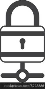 padlock and connection illustration in minimal style isolated on background
