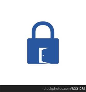 Padlock and entrance door icon logo. Security place logo design concept. 