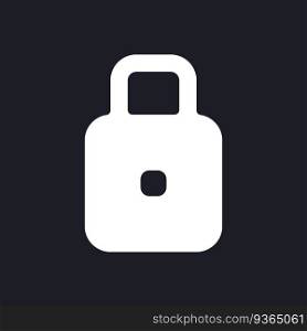Padlock dark mode glyph ui icon. Account security. Data encryption. User interface design. White silhouette symbol on black space. Solid pictogram for web, mobile. Vector isolated illustration. Padlock dark mode glyph ui icon