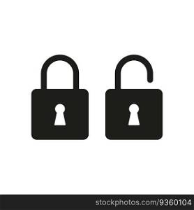 Padlock icon. Open and closed lock. Computer security. Vector illustration. stock image. EPS 10.. Padlock icon. Open and closed lock. Computer security. Vector illustration. stock image.