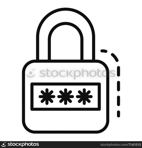 Padlock icon. Outline padlock vector icon for web design isolated on white background. Padlock icon, outline style