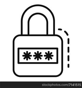 Padlock icon. Outline padlock vector icon for web design isolated on white background. Padlock icon, outline style