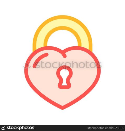 padlock in heart form color icon vector. padlock in heart form sign. isolated symbol illustration. padlock in heart form color icon vector illustration