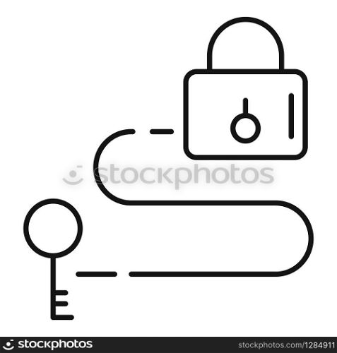 Padlock key quest icon. Outline padlock key quest vector icon for web design isolated on white background. Padlock key quest icon, outline style