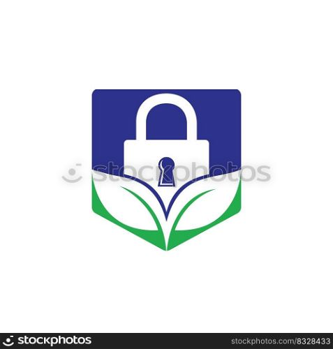 Padlock leaf vector logo design. Nature security lock logo design concept. 