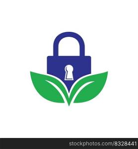 Padlock leaf vector logo design. Nature security lock logo design concept. 