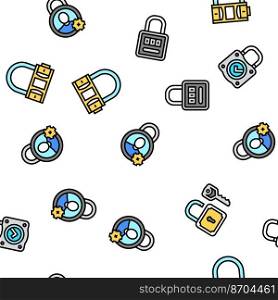 padlock lock safe password key vector seamless pattern thin line illustration. padlock lock safe password key vector seamless pattern