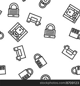 padlock lock safe password vector seamless pattern thin line illustration. padlock lock safe password vector seamless pattern