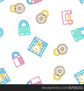 padlock lock safe password vector seamless pattern thin line illustration. padlock lock safe password vector seamless pattern