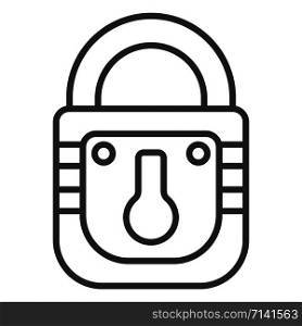 Padlock metal icon. Outline padlock metal vector icon for web design isolated on white background. Padlock metal icon, outline style