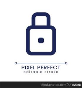 Padlock pixel perfect linear ui icon. Account security. Data encryption. Privacy protection. GUI, UX design. Outline isolated user interface element for app and web. Editable stroke. Poppins font used. Padlock pixel perfect linear ui icon