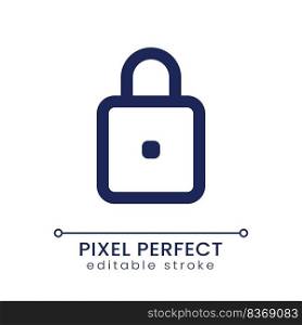 Padlock pixel perfect linear ui icon. Cyber security service. Closed access to data. GUI, UX design. Outline isolated user interface element for app and web. Editable stroke. Poppins font used. Padlock pixel perfect linear ui icon