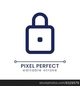 Padlock pixel perfect linear ui icon. Cyber security service. Closed access to data. GUI, UX design. Outline isolated user interface element for app and web. Editable stroke. Poppins font used. Padlock pixel perfect linear ui icon