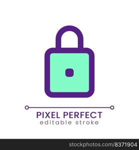 Padlock pixel perfect RGB color ui icon. Closed access to data. Simple filled line element. GUI, UX design for mobile app. Vector isolated pictogram. Editable stroke. Poppins font used. Padlock pixel perfect RGB color ui icon