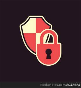 padlock protection shield security symbol abstract vector illustration