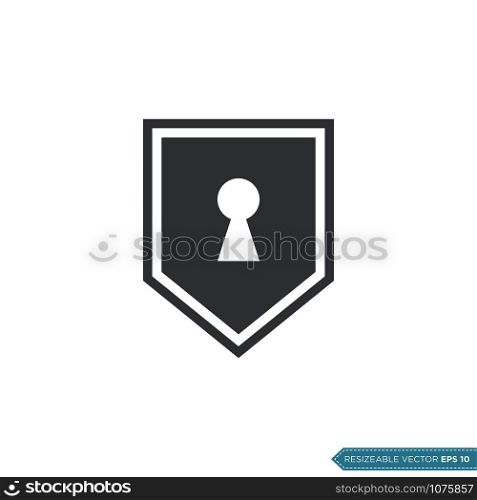 padlock shield pictogram icon logo template Illustration Design