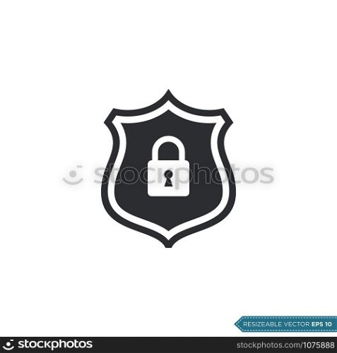 padlock shield pictogram icon logo template Illustration Design