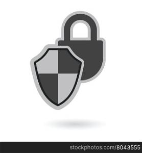 padlock shield protection security symbol vector illustration isolated on white