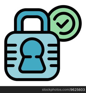 Padlock warranty icon outline vector. Certificate card. Frame badge color flat. Padlock warranty icon vector flat