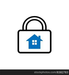 Padlock with home icon vector.