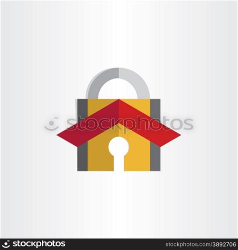 padlock with house roof security lock symbol design
