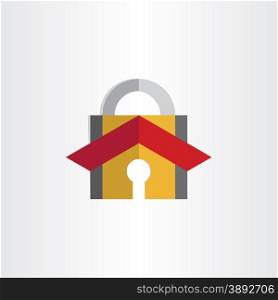 padlock with house roof security lock symbol design