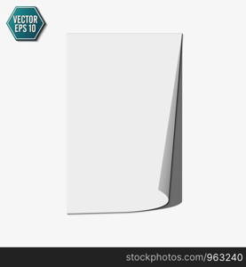 Page curl with shadow on a blank sheet of paper, design element for advertising and promotional message isolated on white background. Vector illustration. Page curl with shadow on a blank sheet of paper, design element for advertising and promotional message isolated on white background. Vector illustration.